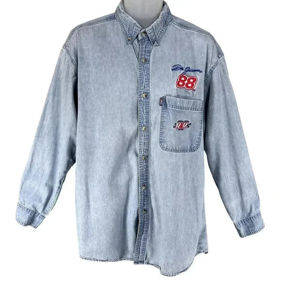 Competitors View Mens L Dale Jarrett #88 NASCAR Vintage Denim Shirt 100% Cotton - Picture 1 of 16